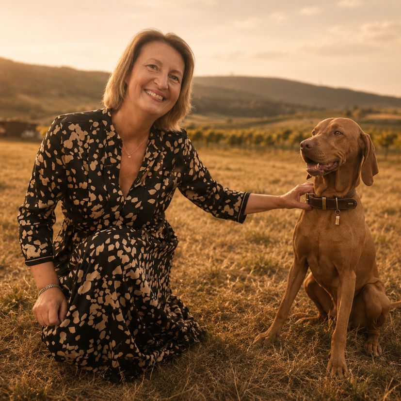 Hundebesitzerin Karin Terkl mit Magyar Vizsla